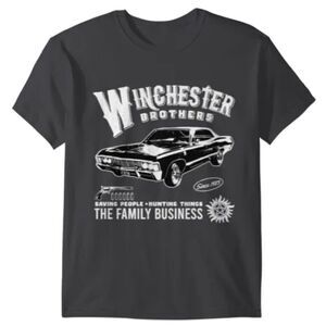 Supernatural tv show short sleeve charcoal gray car shirt XL